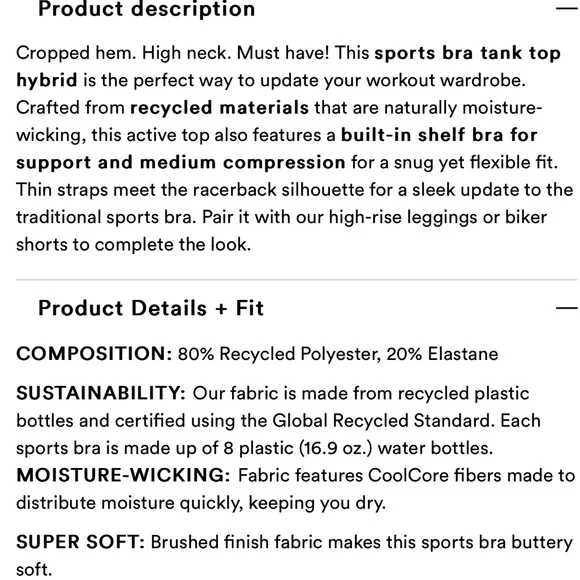 Summersalt Women’s The High Neck Midi Sports Bra Tank Size 4 - Picture 9 of 9